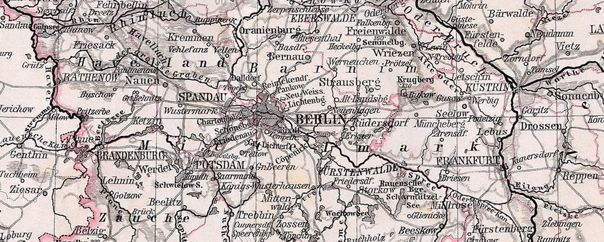 Ausschnitt Provinz Brandenburg 1905 mit der Lage von Potsdam