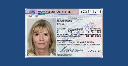 template of an electronic residence permit