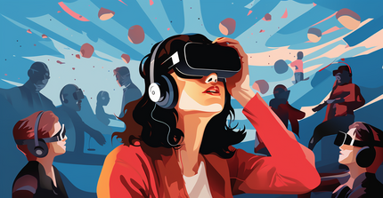 stressed person in virtual reality in a research setting