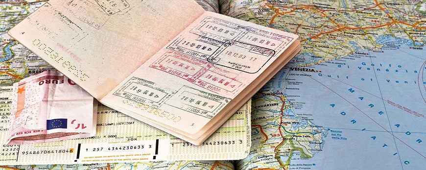 Passport with visa stamp