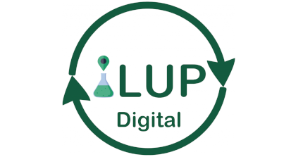 Logo des digitalen Schülerlabors ilup, eine Erlen-Meyer-Kolben mit dem Schriftzug LUP