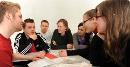 Students in a discussion