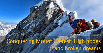 Mountaineers climbing the Mt. Everest in 2019