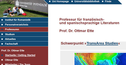 Screenshot aus der Homepage des Lehrstuhls von Prof. Dr. Ottmar Ette