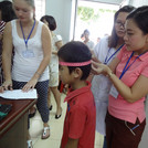 Measuring head circumference at the hospital visit