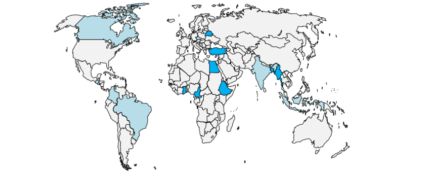 World map of visiting scholars up to now