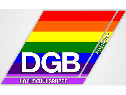 Logo der DGB Hochschulgruppe mit Regenbogenflagge