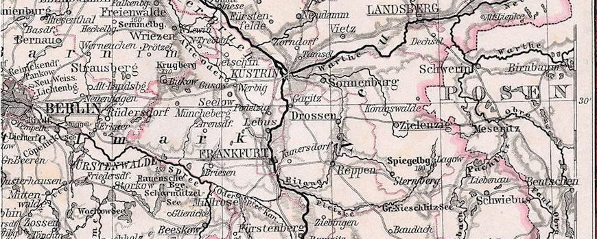 Ausschnitt Provinz Brandenburg 1905 mit der Lage von Neudamm