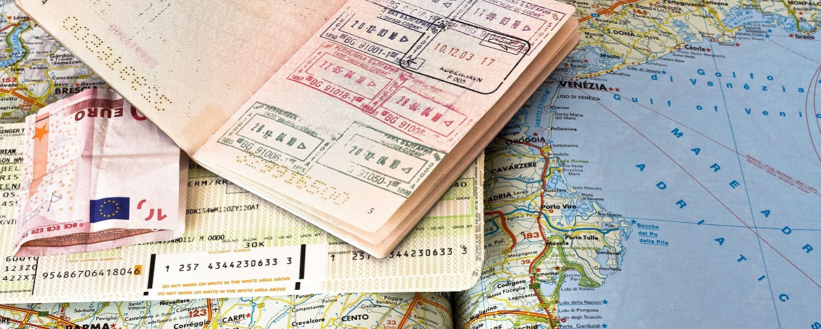 passport on a map - 