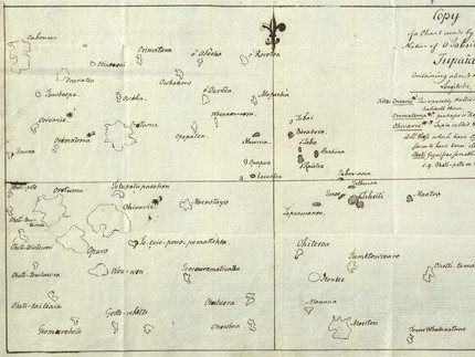 Fig. 9.1. : “Copy of a Chart made by […] Tupaïa” by Georg Forster, 1776, Stadtarchiv Braunschweig, H III 16–87.