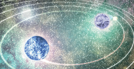 Artistic representation of two inspiralling neutron stars shortly before their collision. | Image credit: N. Moldenhauer