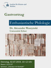 Plakat Gastvortrag Enthusiastische Philologie