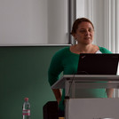 Ágnes in her lecture