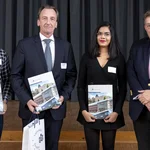Vergabefeier Deutschlandstipendium 2019/20: Veinland GmbH und Stipendiatin und Stipendiat sowie Vizepräsident Prof. Dr. Schweigert