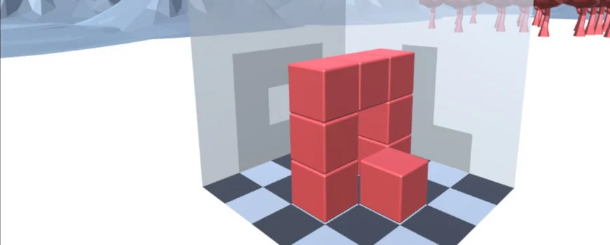 Ein Stapel von Würfeln in einer virtuellen 3D-Welt
