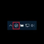 Screenshot der Taskleiste, nach erfolgreicher Synchronisation