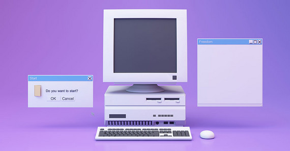 Illustration eines PCs mit zwei Windows-Fenstern