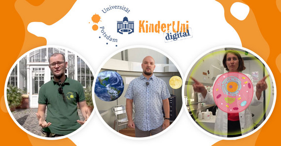 Biochemikerin Prof. Dr. Katja Hanack, der Astrophysiker Dr. Martin Wendt und Gartenpädagoge Steffen Ramm bei der Digitalen Kinder-Universität | Foto: Pressestelle/Schwarz