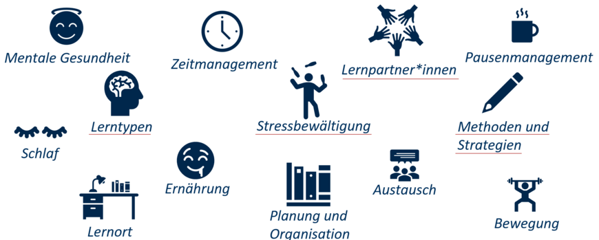 Darstellung von ausgewählten Themen für eine stressfreie(re) Prüfungsvorbereitung