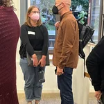 Participant of the DH Jewish hackathon talk to each other.