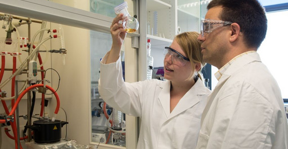 Stefanie Krüger und Prof. Dr. Andreas Taubert im Labor. Foto: Karla Fritze