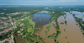 Hochwasser 2013 an der Elbe bei Dessau-Rosslau.