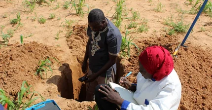 People collecting data and doing fieldwork within the Sahelian zone of Niger