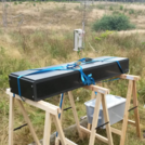 Picture of the first detector prototype operated on grass land at the Wüstebach site | foto: Cosmic Sense consortium