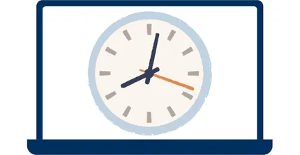 Bild einer Uhr auf dem Laptopbildschirm.