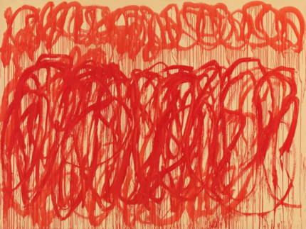 Gemälde mit roter Farbe auf Leinwand