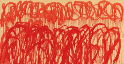 Gemälde mit roter Farbe auf Leinwand