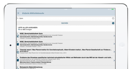 Mobile.UP Bibliothekssuche auf dem Smartphone
