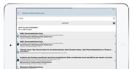 Mobile.UP Bibliothekssuche auf dem Smartphone