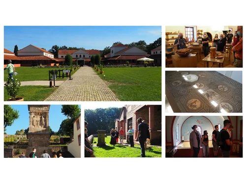 Studierenden, die römisches Brot backen. Die Villa Borg. Die Igeler Säule.