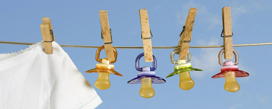 pacifiers on a clothesline