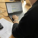 Participant of the DH Jewish Hackathon working.