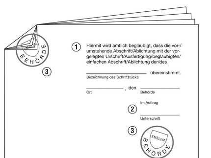 Beispiel für eine Beglaubigung