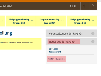 Klick auf den Box-Titel oder den unteren Link „weitere Nachrichten“ führt zu der Übersichtsseite Ihrer Nachrichten