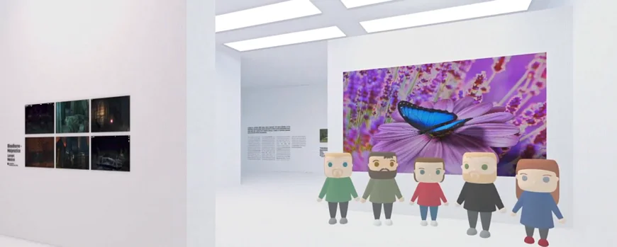 Screenshot aus der virtuellen Ausstellung mit dem Team als Avatare