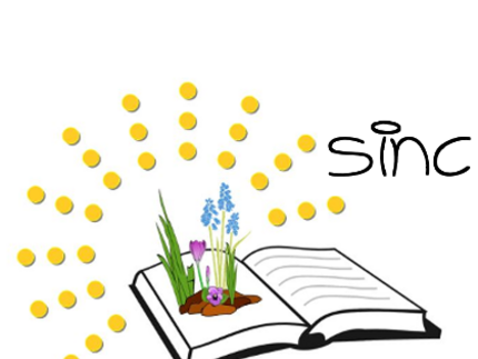 Logo von SiNC (Blumen, die aus einem Buch wachsen, umgeben von einer Sonne)