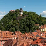 Schlossberg Graz, Blick von der Turmspitze des Rathauses