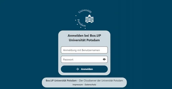 Screenshot der neuen Box.UP Login-Maske