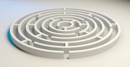 weißes Labyrinth von oben