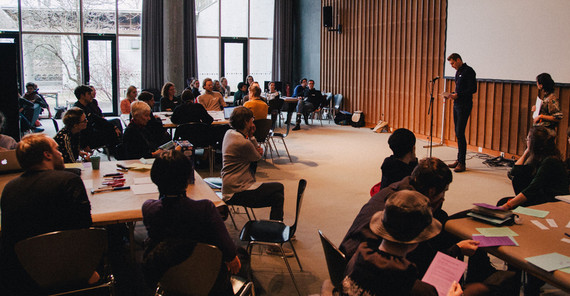 Im Workshop bei der transmediale, dem Festival für Medienkunst und digitale Kultur im Haus der Kulturen der Welt in Berlin. Foto: Oskar Smollny/ZeM.