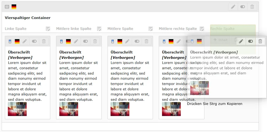 Verschieben von Elementen in Containern: Schritt 2