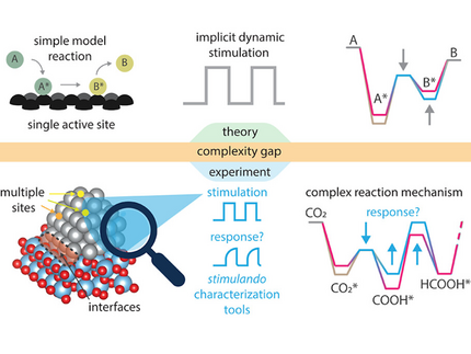 Graphic representation of basic concept and challenges of stimulated and resonant catalysis.