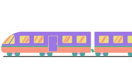 Grafik eines pinken Zuges, der von rechts nach links fährt.