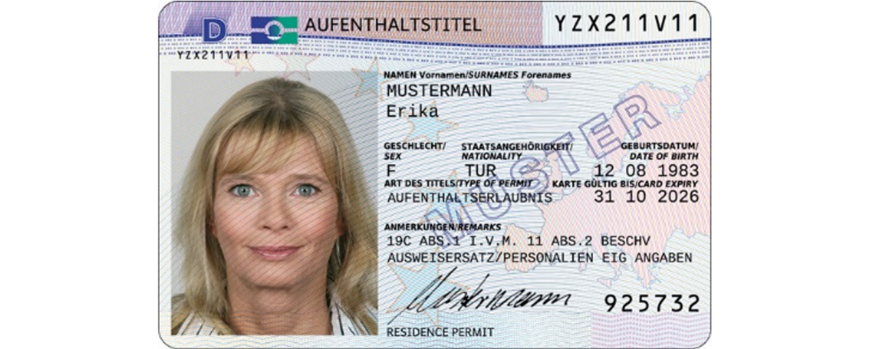 template of an electronic residence permit