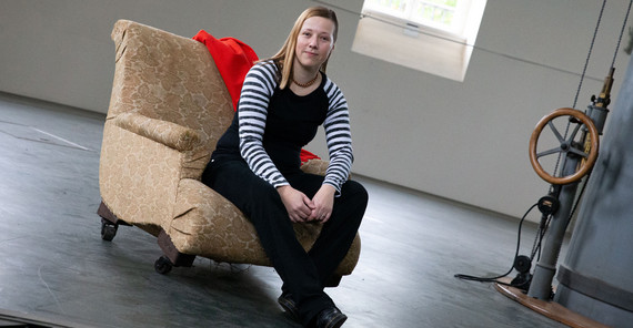 Prof. Katja Poppenhäger in the large refractor of the Leibniz Institute for Astrophysics Potsdam (AIP) at the Babelsberg. | Photo: Sandra Scholz