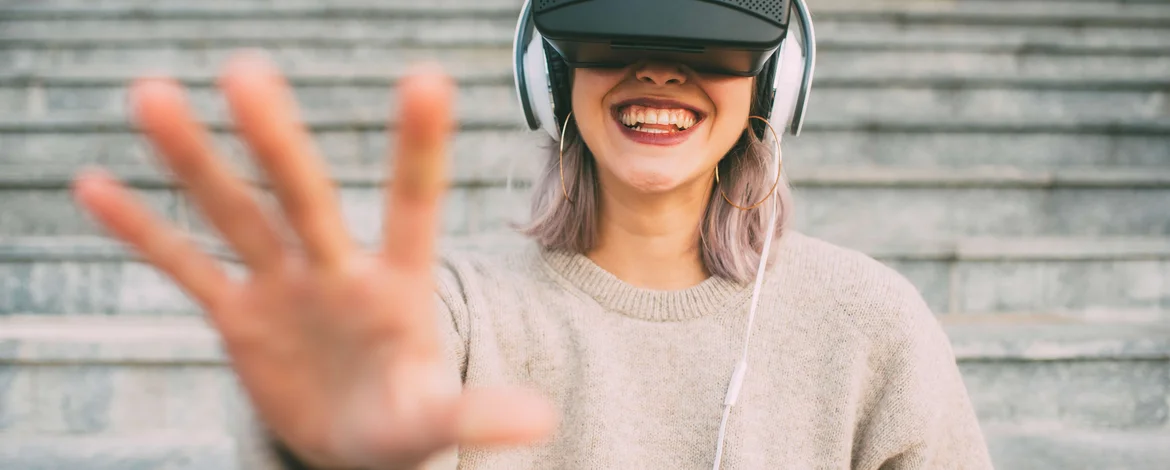 Young woman with VR-Headset